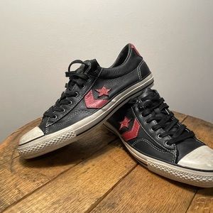 Converse John Varvatos Star Player Charcoal Black Red Leather Sz 12 114271 EUC!
